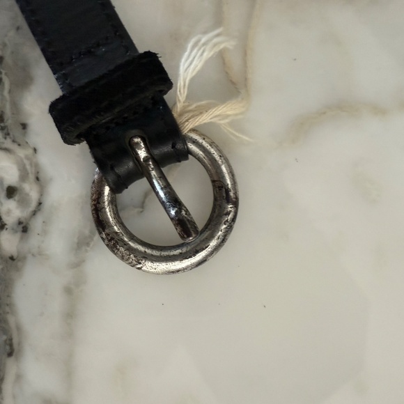 Diesel Black Leather Belt Silve Round Metal Buckle Made in Italy Size 70 main image 9